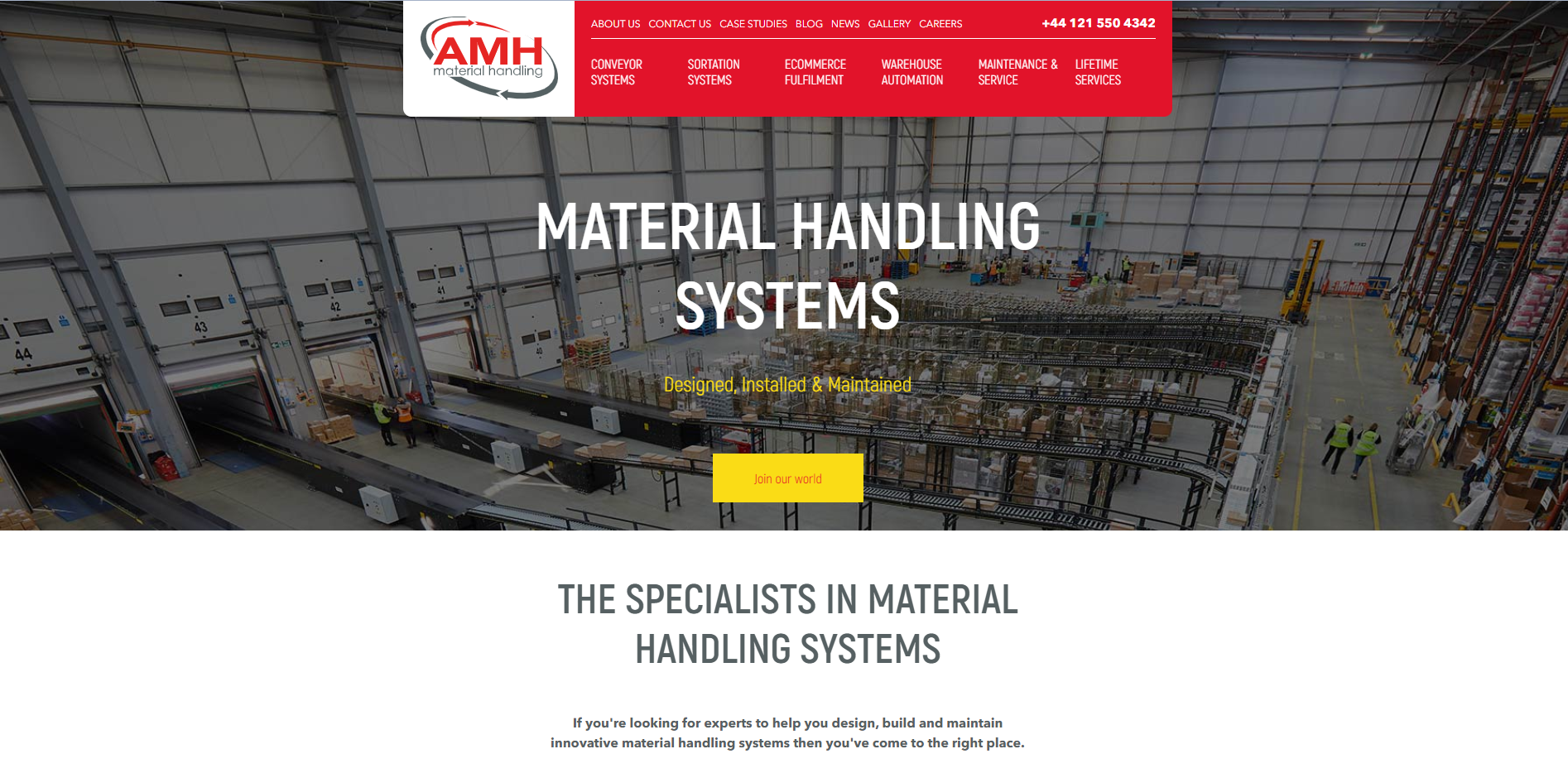 amh material handling website design